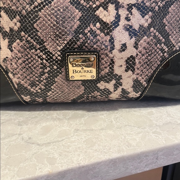 Dooney and Bourke, python, black and gray hobo shoulder bag - Picture 2 of 12